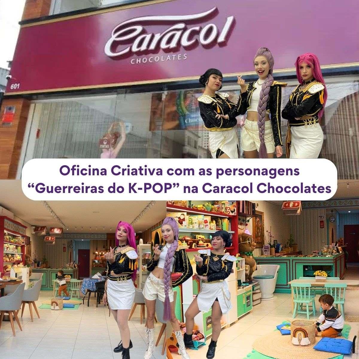 Oficina Criativa com as personagens "Guerreira do K-POP" na Caracol Chocolates